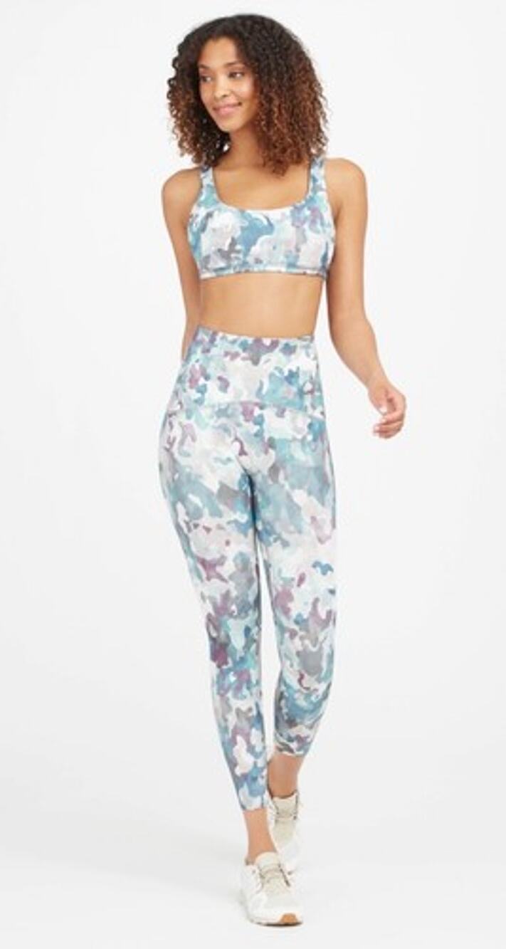 Spanx X-Small Booty Boost Active Printed ⅞ Leggings Painted Camo Pink Multi n